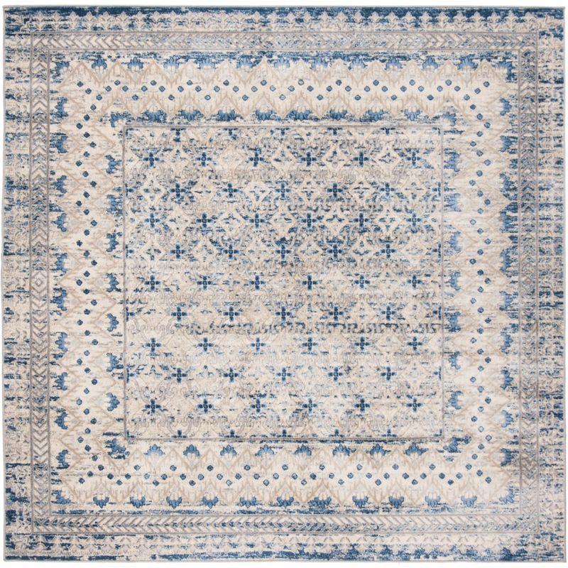 Brentwood BNT899 Power Loomed Indoor Area Rug - Light Grey/Blue - 9'x9' - Safavieh