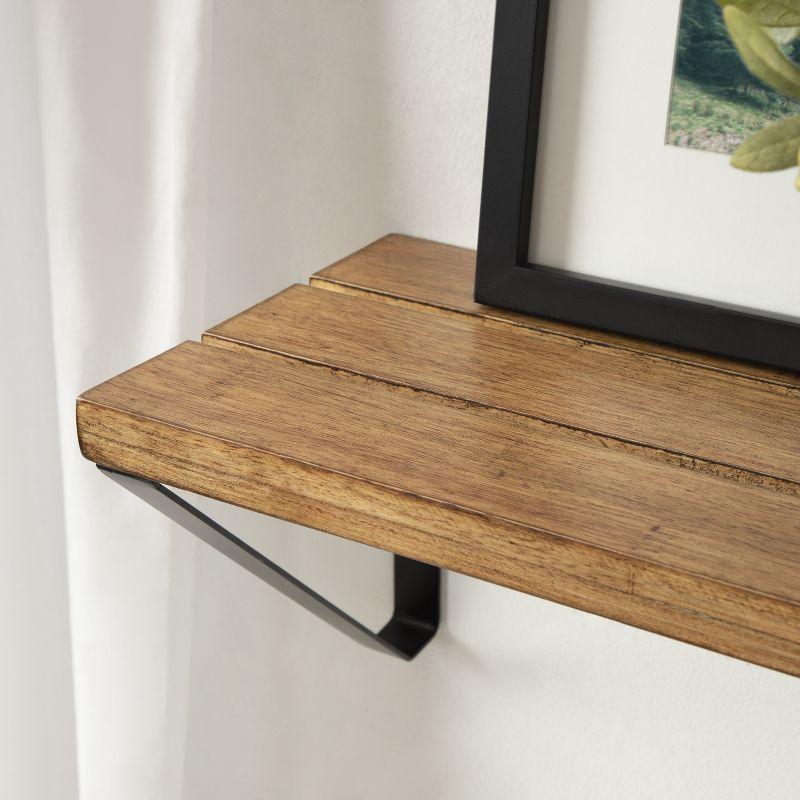 Rustic Brown and Black Wood Floating Wall Shelf