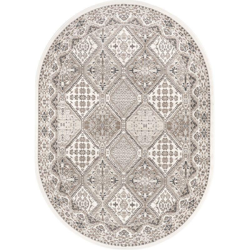 Nuloom Oval 7x9 Becca  Tiled Indoor Area Rug, Beige, Faded Transitional Design, Stain Resistant, BedroomLiving Room, Kitchen,