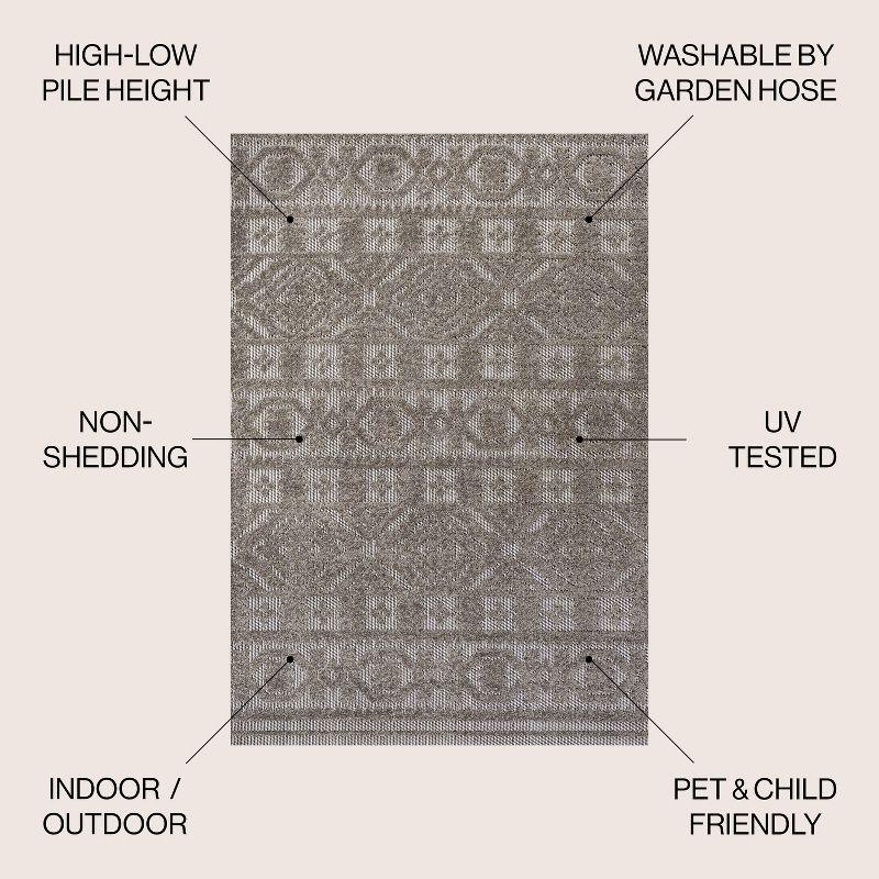 Citta High-Low Pile Mediterranean Tile Indoor/Outdoor Area Rug  - JONATHAN Y