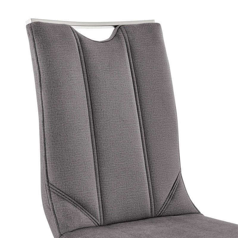 Pacific Fabric Dining Chair with Brushed Stainless Steel Stainless Steel/Gray - Armen Living