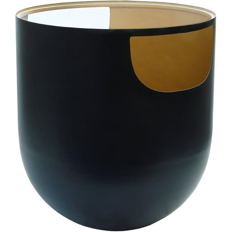 Doma Round Matte Black Metal End Table with Glass Top