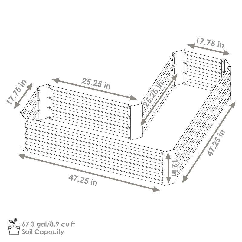 L-Shaped Silver Galvanized Steel Raised Garden Bed