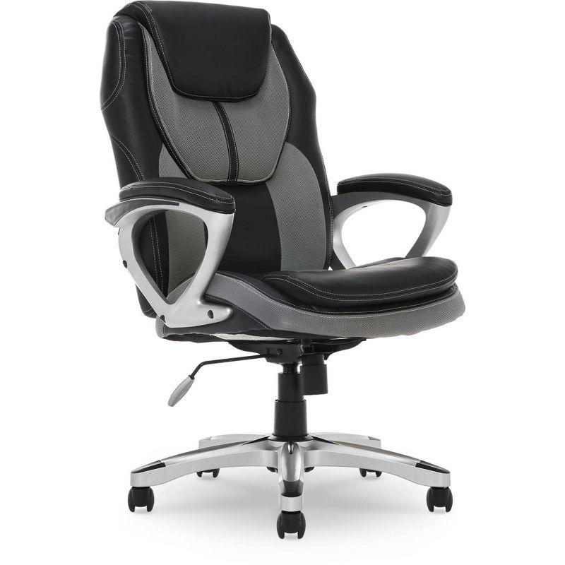 High-Back Ergonomic Executive Gaming Chair in Gray Mesh & Faux Leather