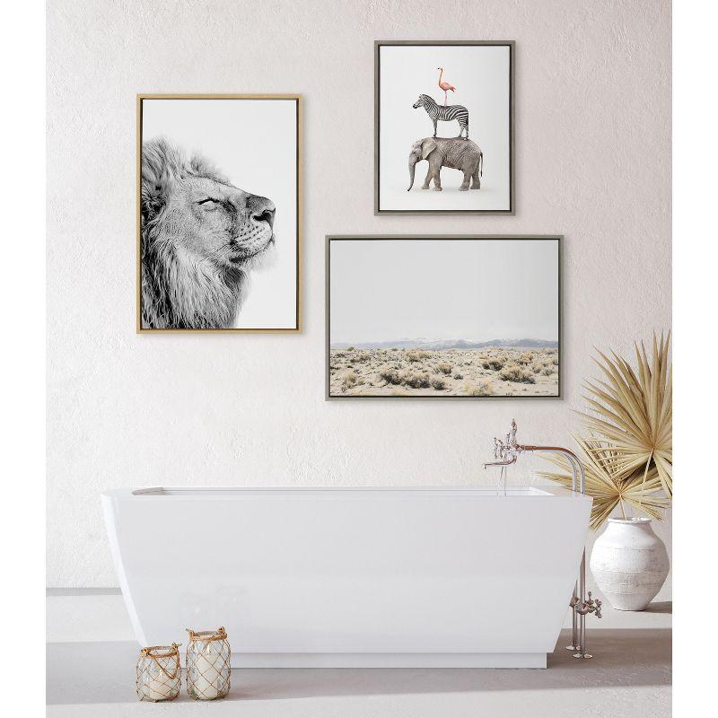 Kate and Laurel Sylvie Lion Self Actualizing Framed Canvas by Amy Peterson Art Studio, 23x33, Natural