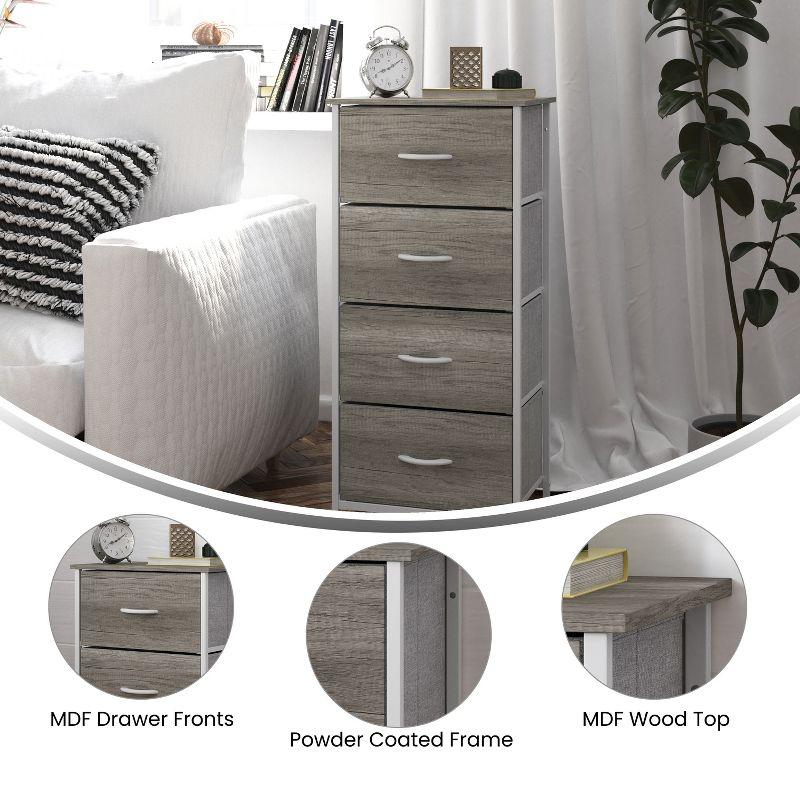 Malone 4 Drawer Vertical Storage Dresser with Wood Top & Fabric Pull Drawers