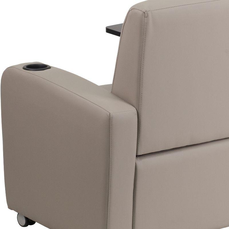 Gray Leather Swivel Guest Chair with Tablet Arm