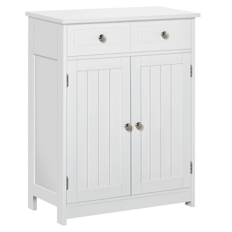 White MDF Freestanding Bathroom Cabinet with Adjustable Shelving