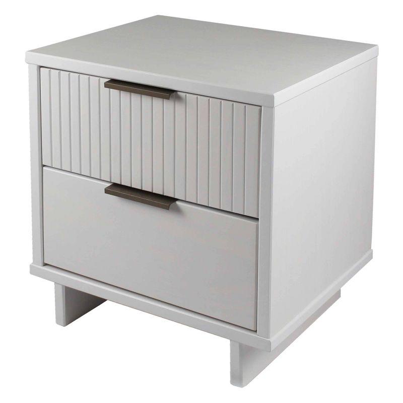 Manhattan Comfort Set of 2 Granville 2 Drawer Nightstands White: Modern Style, Pine Frame, Metal Glides, Includes Anti-Tip Hardware