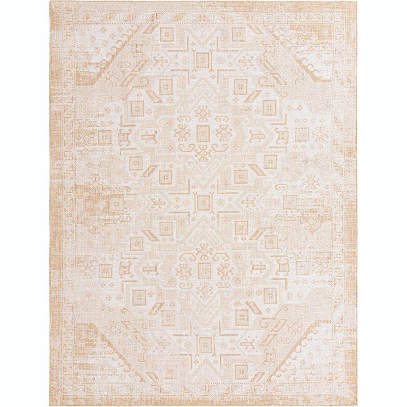 Natural Brown 9' x 12' Synthetic Flat Woven Outdoor Rug