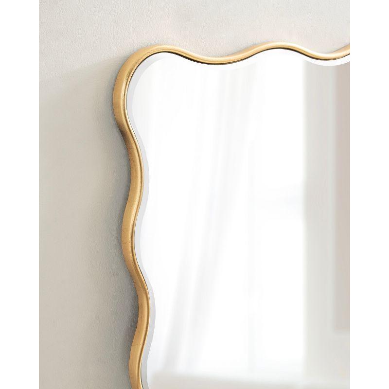 Kate & Laurel All Things Decor 24"x36" Viona Rectangle Scalloped Mirror Gold: Elegant Wavy Design, No Assembly Required