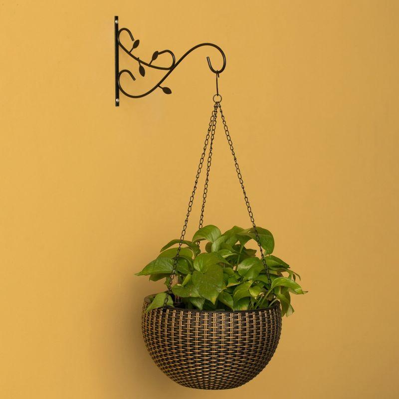 Gardenised Decorative Metal Wall Mounted Hook for Hanging Plants, Bracket Hanger Flower Pot Holder, 2 Pack