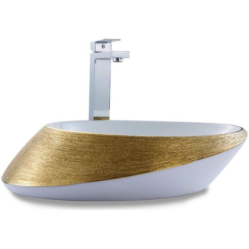 Vitreous China Oval Vessel Bathroom Sink with Overflow