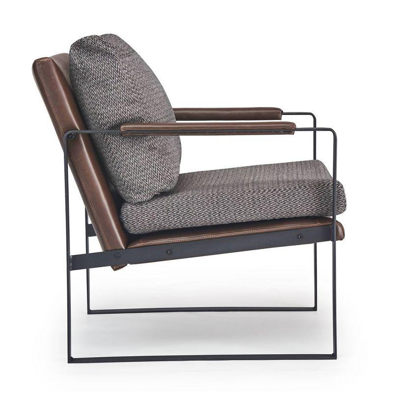 24" Amelie Mid-Century Modern Armchair Distressed Gray - Finch: Upholstered Polyester, Wood & Metal Frame