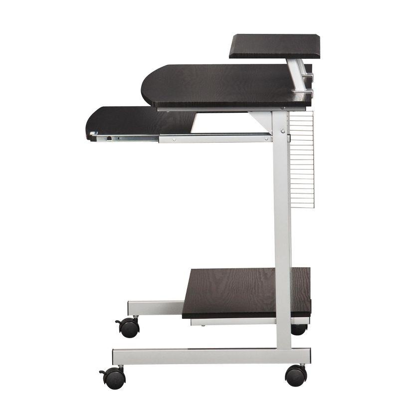 Espresso Compact Workstation Cart with Slide-Out Keyboard Tray