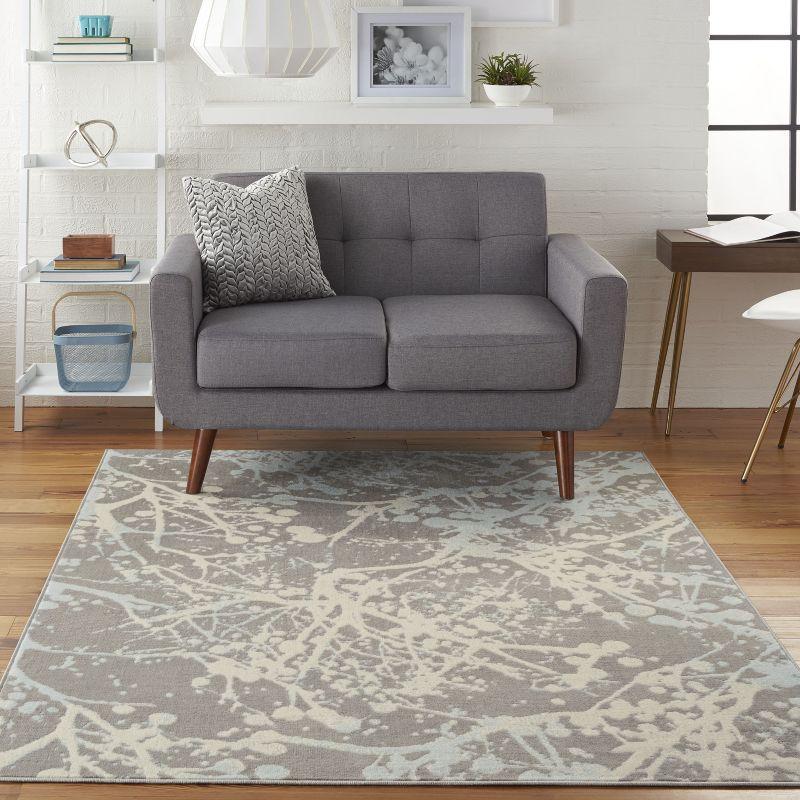 Jubilant JUB12 Grey Area Rug Contemporary Artistic Abstract By Nourison