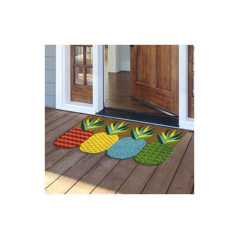 Colorful Pineapple Coir Outdoor Doormat with Rubber Backing