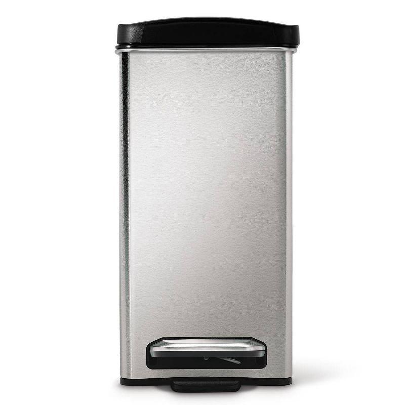 simplehuman 10 Liter / 2.6 Gallon Stainless Steel Bathroom Slim Profile Trash Can