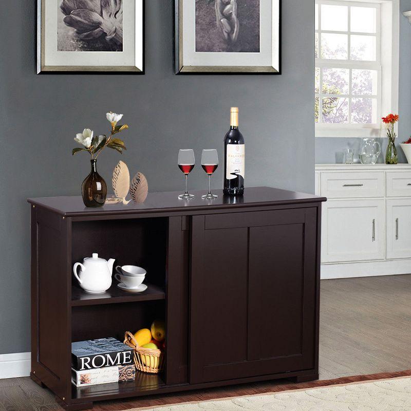 Dark Brown Painted Composite Wood Kitchen Storage Cabinet