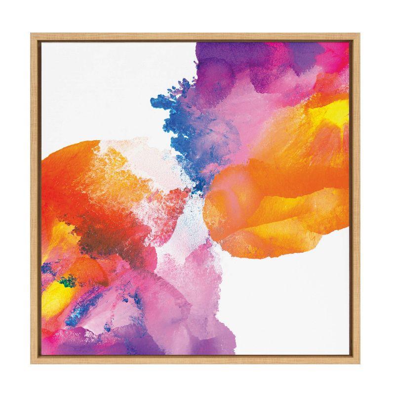 Colorful Abstract Canvas Print for Kids with Natural Frame