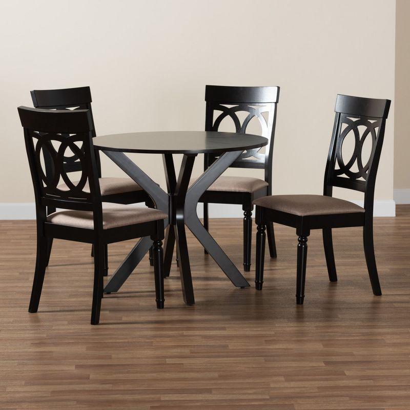 Jessie Modern Sand Fabric and Dark Wood 5-Piece Dining Set