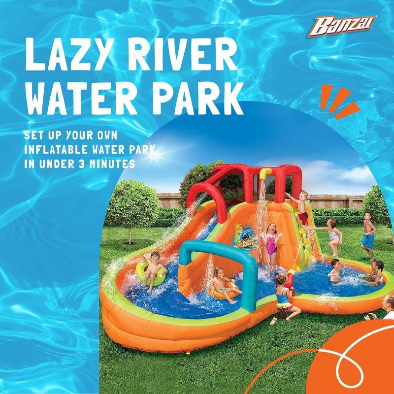 Banzai Banzai Kids Inflatable Outdoor Lazy River Adventure Water Park Slide and Pool
