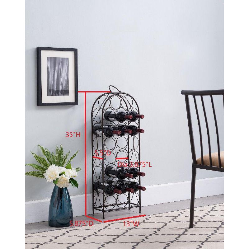 Pewter Metal 23-Bottle Freestanding Wine Rack with Handle