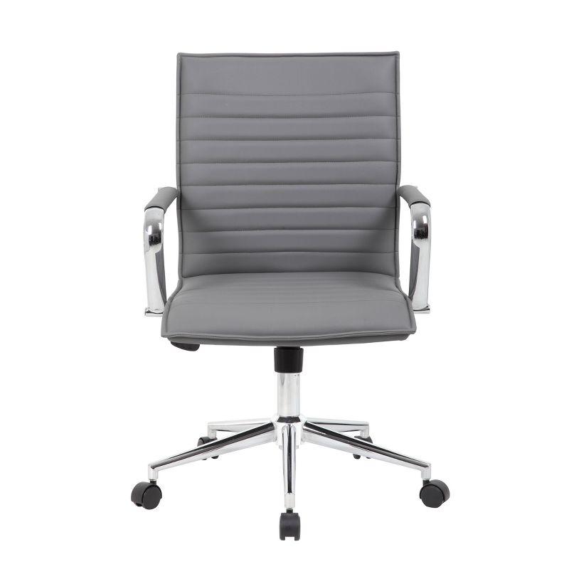 Gray Vinyl Mid-Back Task Chair with Chrome Arms