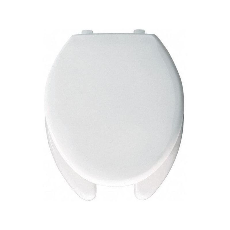 Bemis 7B1950 000 BEMIS 1950 Commercial Heavy Duty Open Front Toilet Seat with Cover, ELONGATED, Plastic, White