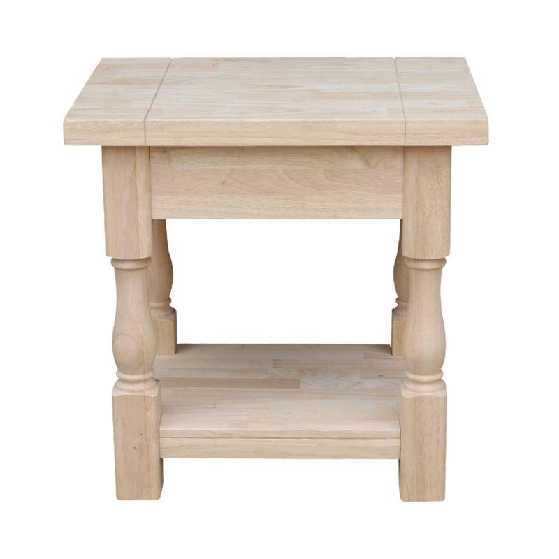 Tuscan End Table - Unfinished - International Concepts: Square Hardwood Accent Table, Spot Clean, No Tools