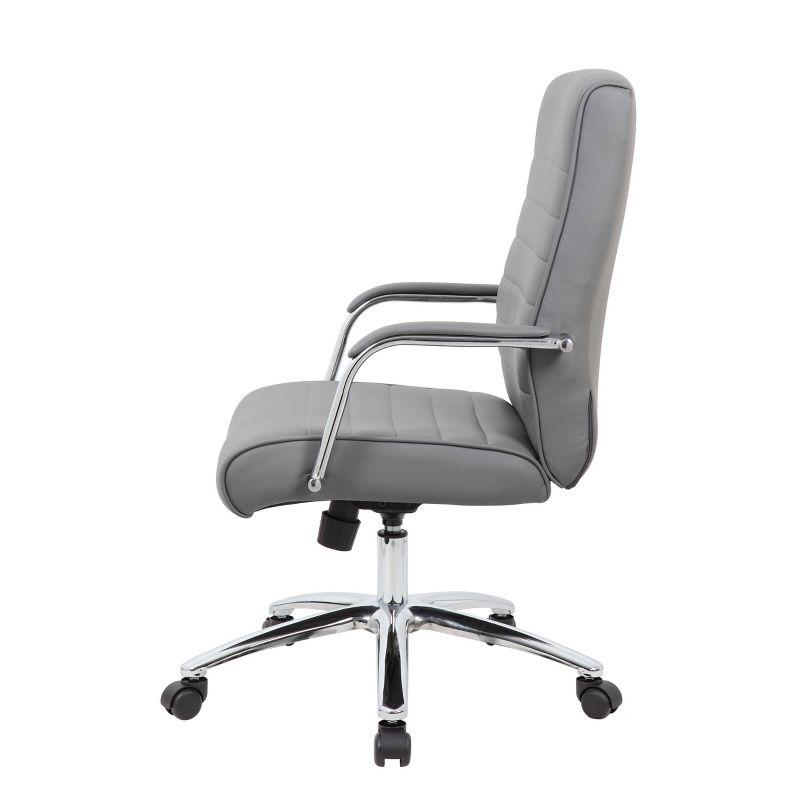 Executive Conference Chair Gray - Boss Office Products: CaressoftPlus, Chrome Base, 275lbs Capacity