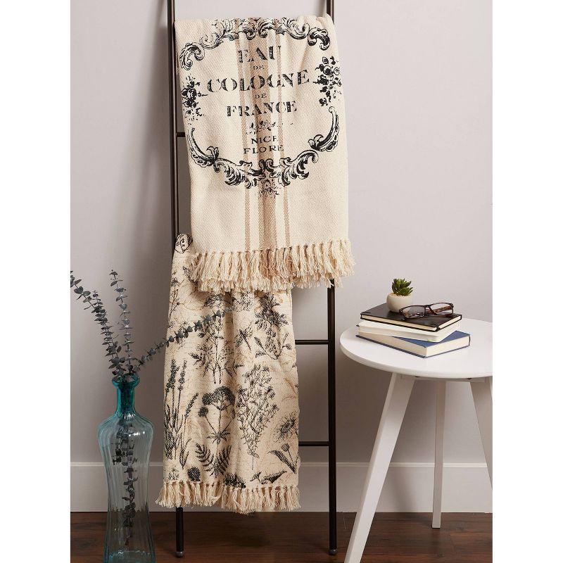 Botanical Printed Throw - Design Imports: Cotton, Hypoallergenic, Machine Washable, 50x60 inches