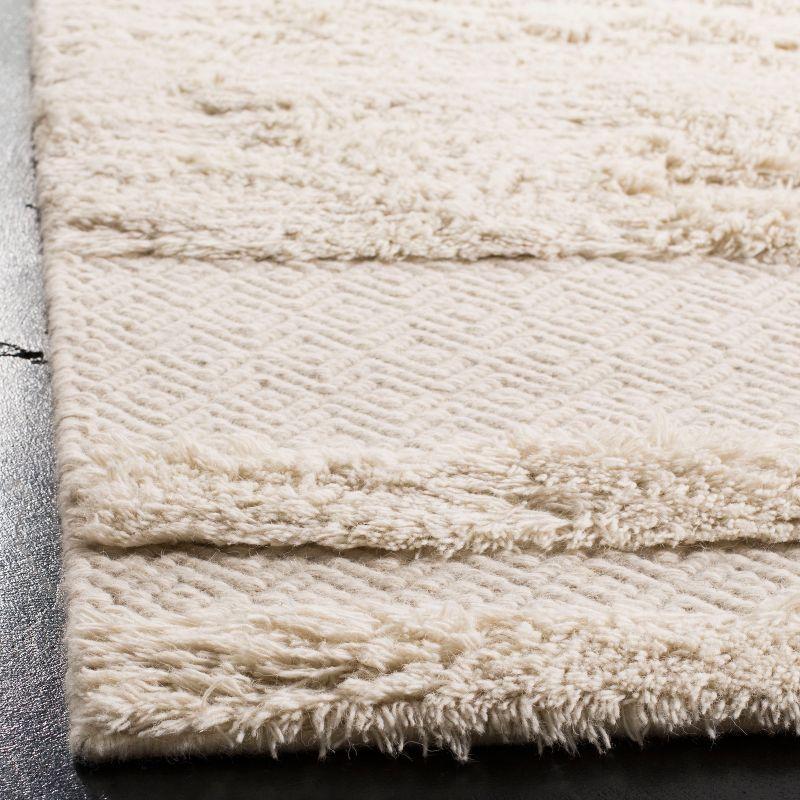 Ivory Hand-Knotted Wool and Cotton Square Area Rug