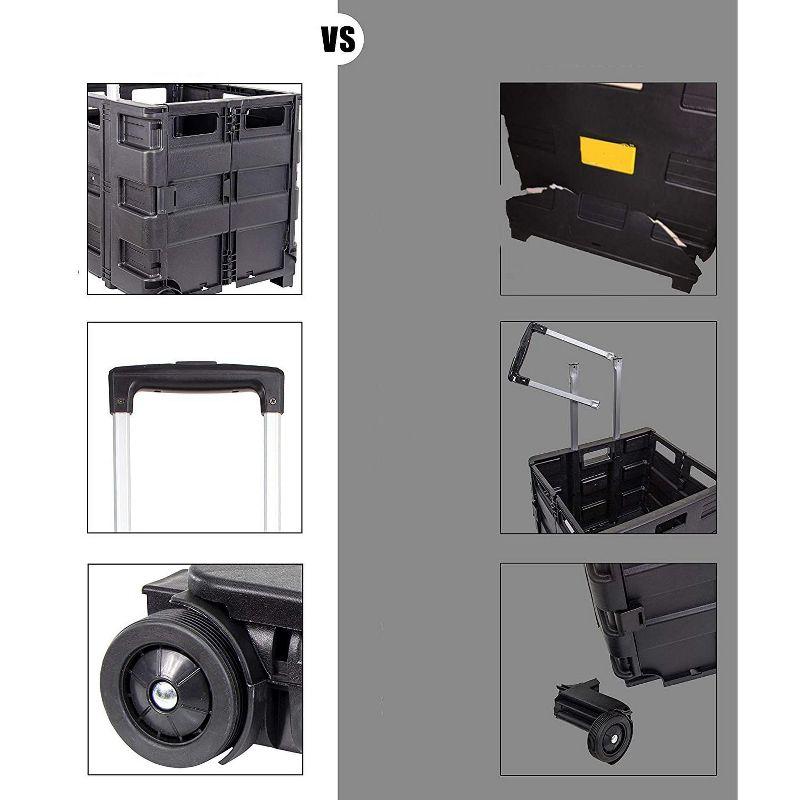 dbest products Quik Cart Collapsible Rolling Crate on Wheels for Teachers Tote Basket 80 lbs Capacity