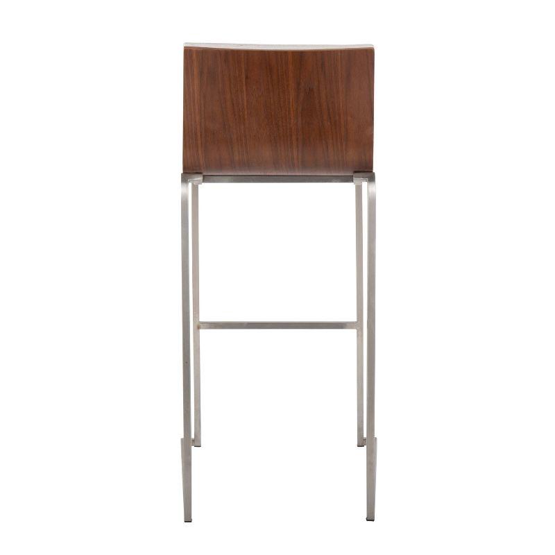 Set of 2 Mason Mara Barstools Stainless Steel/Walnut/Cream - LumiSource: Upholstered, Fixed Height, Foam Filled