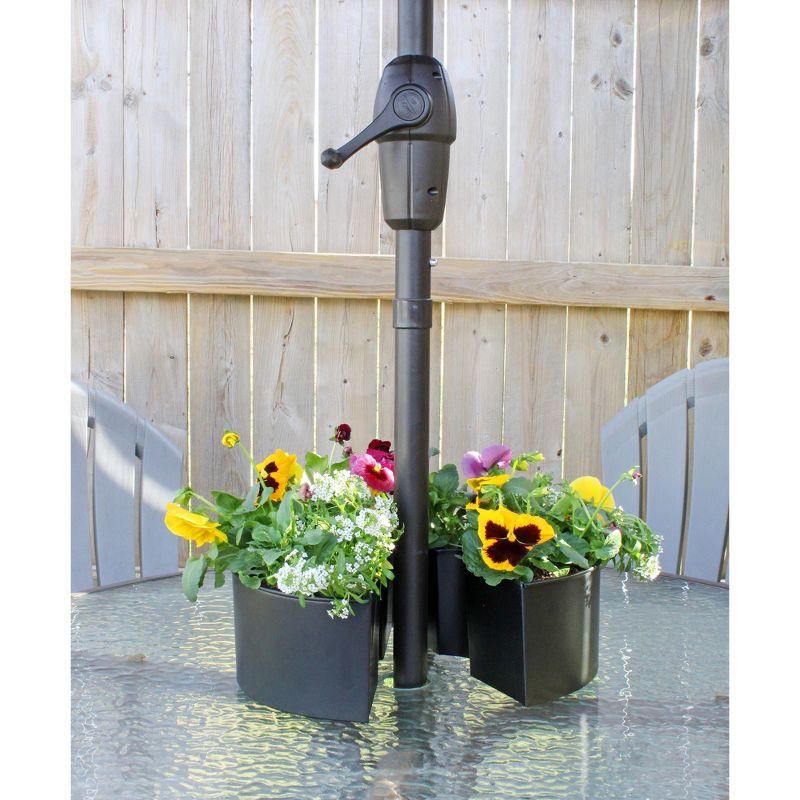 AuldHome Design Umbrella Planter for Patio Table w/ Umbrella Hole Enamelware Half Planter Pots