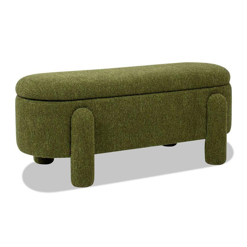 Ailisha 49" Oval Fully Upholstered Storage Bench, Moss Green