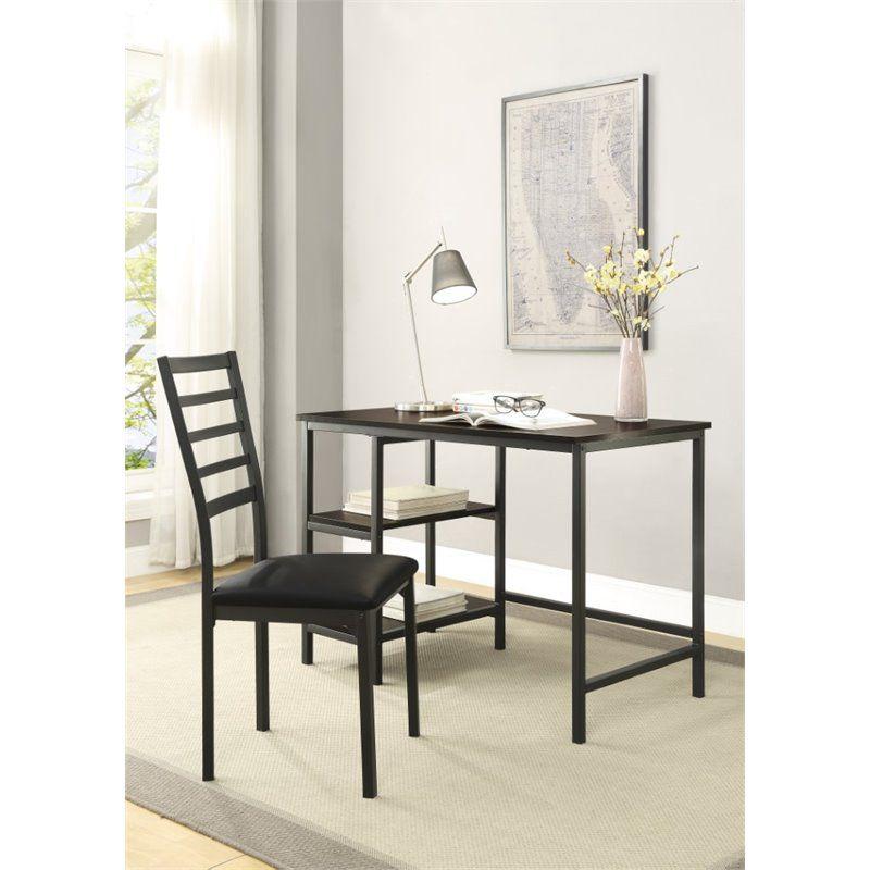 Industrial Black Metal 42" Writing Desk and Chair Set