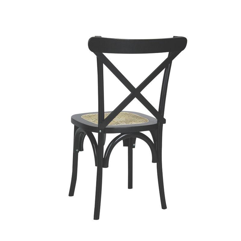 Cassis Classic Traditional X-Back Wood Rattan Dining Chair, Black/Natural (Set of 2) - JONATHAN Y