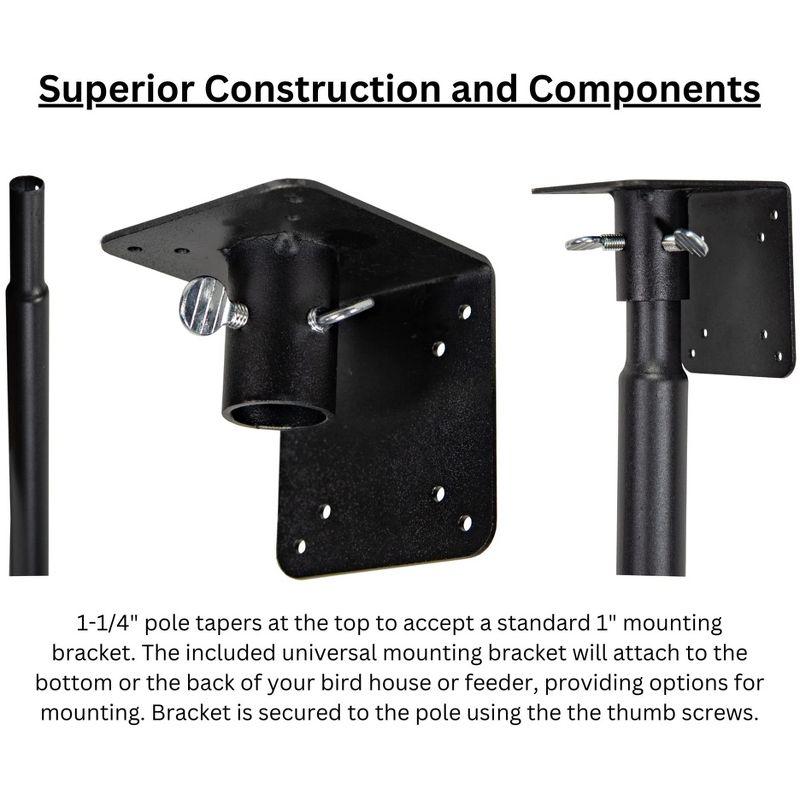 Universal Mounting Pole Kit - Great for Post-Mounted Bird Houses and Bird Feeders, Heavy Duty Pole with Threaded Connections