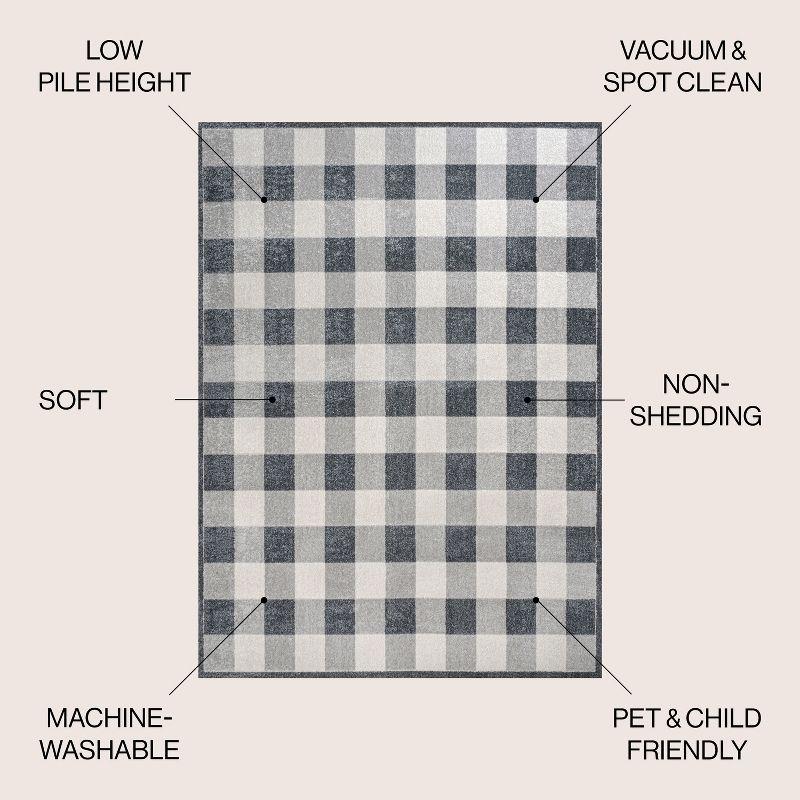 JONATHAN Y Gingham Gradient Plaid Cottage Machine-Washable Light Gray/Dark Gray/Cream 3 ft. x 5 ft. Area Rug