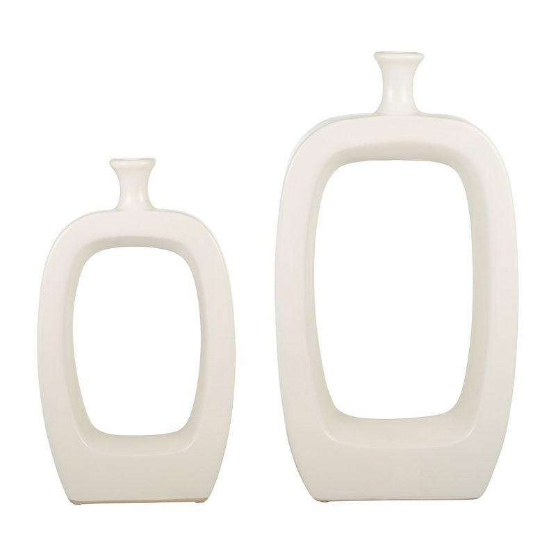 Sagebrook Home Ceramic Vase Creative Contemporary Cut-Out Vase for Decorative Home Table Decor