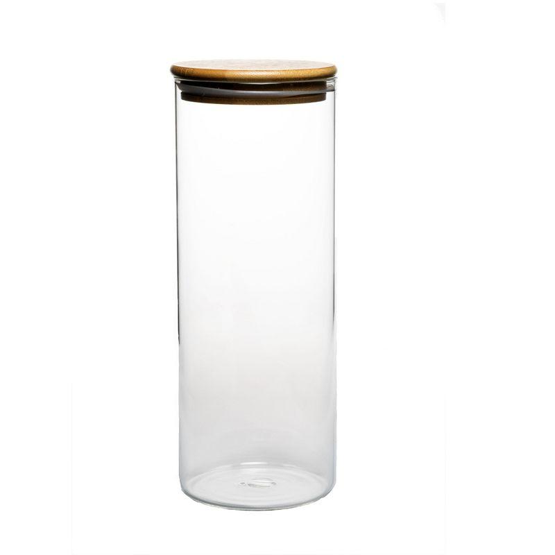 Clear Glass Food Storage Canister with Airtight Wood Lid