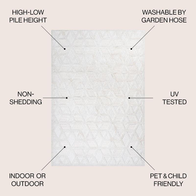 3'x5' Talaia Neutral Geometric Indoor/Outdoor Area Rug, Ivory - JONATHAN Y
