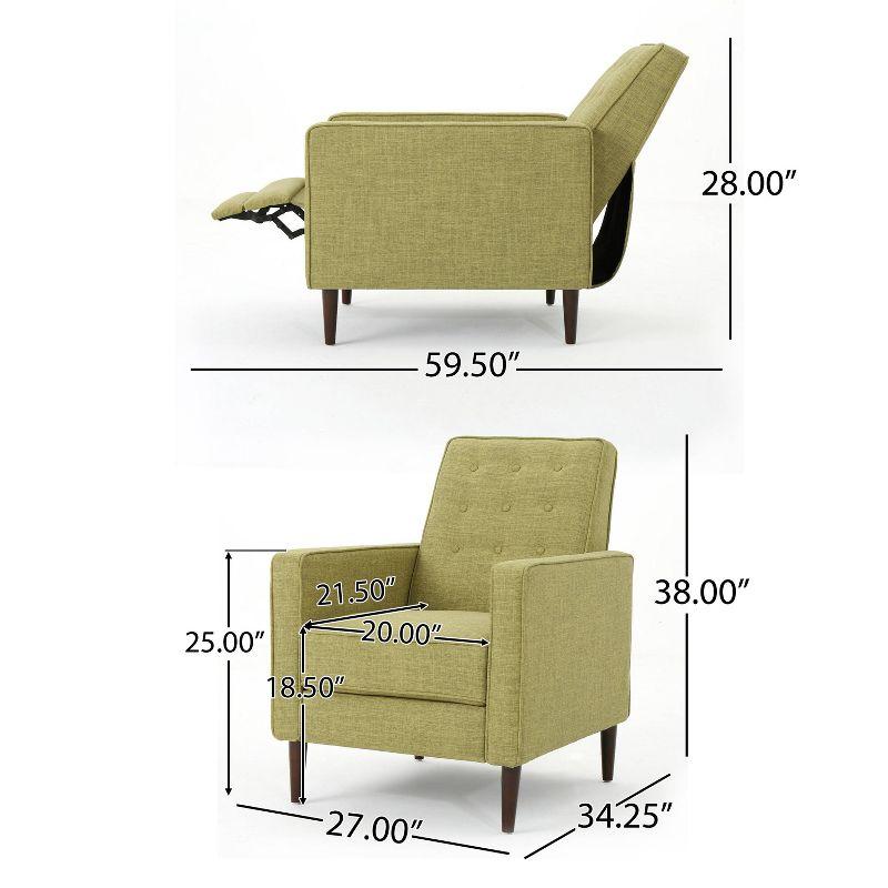 Muted Green Microfiber Mid-Century Modern Recliner, 34.25" x 38"