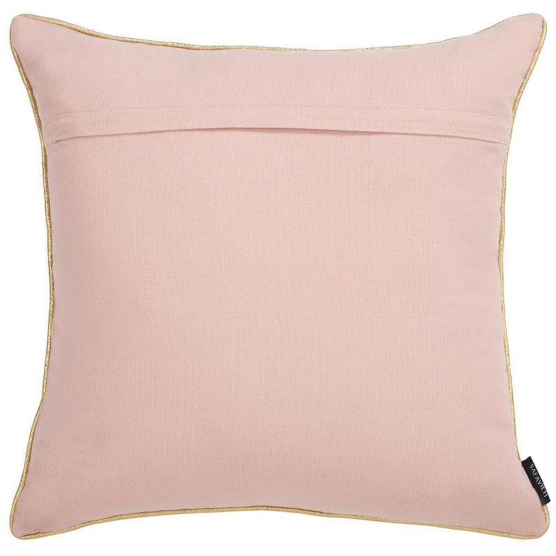 Pink Cotton-Viscose Joy Pillow with Beaded Design