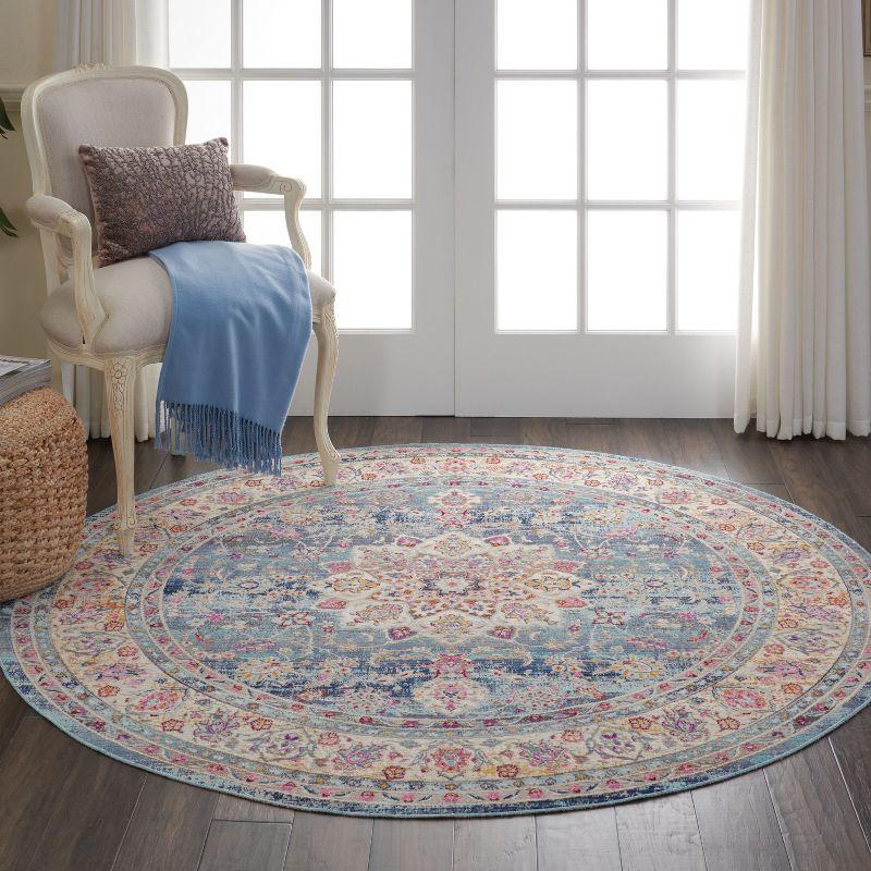 Nourison Vintage Kashan VKA01 Blue/Ivory/Orange Indoor Area Rug - 6' x ROUND
