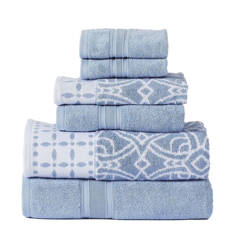 Modern Threads 6 Piece Set, 2 Bath Towels, 2 Hand Towels, 2 Washcloths Yarn Dyed Jacquard/Solid Towel Set Monroe