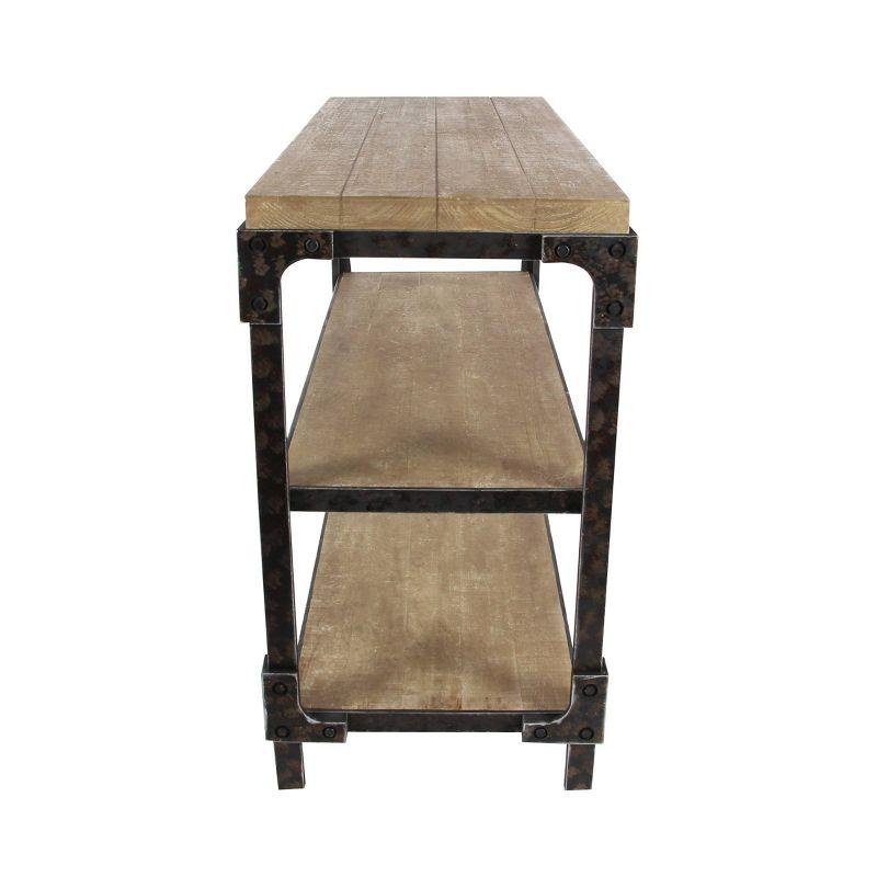 Wood 2 Shelves Brown Console Table