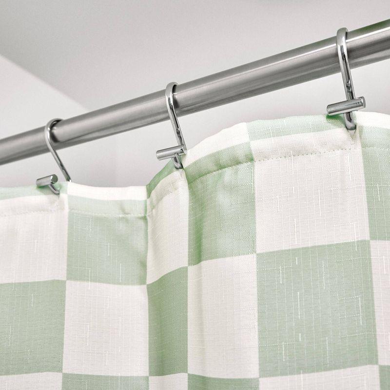 iDesign iDesign Checkered Polyester Shower Curtain - 12 Reinforced Buttonholes - 72" x 72" – Green/White